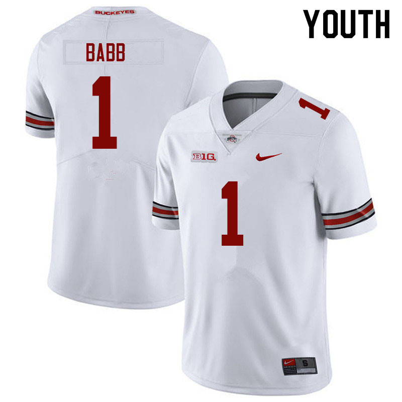 Ohio State Buckeyes Kamryn Babb Youth #1 White Authentic Stitched College Football Jersey